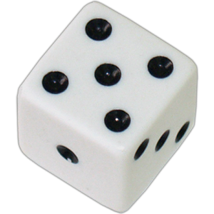 Die 1 White Economy w/ Black Spots 19mm - Trick