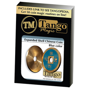 Expanded Shell Chinese Coin made in Brass (Blue) by Tango - Trick (CH005)