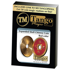 Expanded Shell Chinese Coin made in Brass (Red) by Tango - Trick (CH007)
