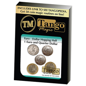 Euro-Dollar Hopping Half (1 Euro and Quarter Dollar) by Tango Magic-Trick (ED004)