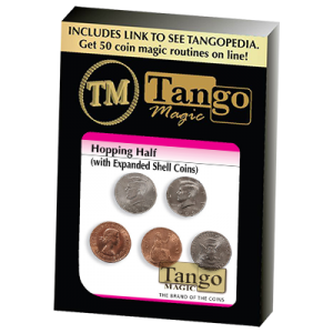 Hopping Half with Expanded Shell Coins & English Penny D0059 by Tango - Trick