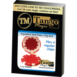 Expanded Shell Poker Chip Red plus 4 Regular Chips (PK001R) by Tango magic - Trick