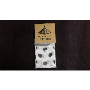 Silk 12 inch (White with Black Polka Dots) by Pyramid Gold Magic