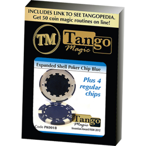 Expanded Shell Poker Chip Blue plus 4 Regular Chips (PK001B)  by Tango Magic - Trick