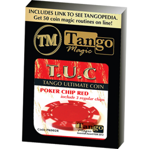 TUC Poker Chip Red plus 3 regular chips (PK002R) by Tango Magic - Trick