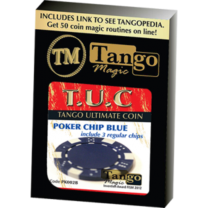TUC Poker Chip Blue plus 3 regular chips (PK002B) by Tango Magic - Trick