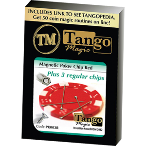 Magnetic Poker Chip Red  plus 3 regular chips (PK003R) by Tango Magic - Trick