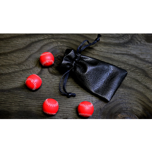 Set of 4 Leather Balls for Cups and Balls (Red) by Leo Smetsers - Trick