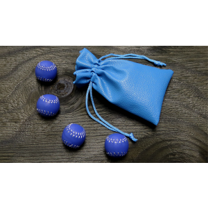 Set of 4 Leather Balls for Cups and Balls (Blue) by Leo Smetsers - Trick