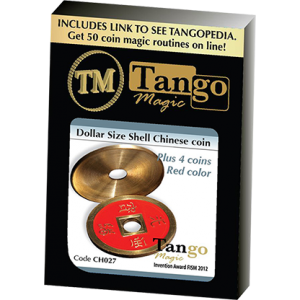 Dollar Size Shell Chinese Coin (Red) by Tango Magic (CH027)
