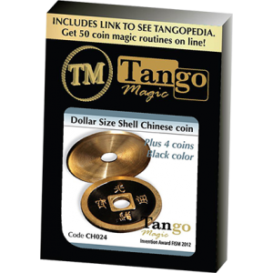 Dollar Size Shell Chinese Coin (Black) by Tango Magic (CH024)