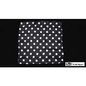 Polka Dot Hanky, White on Black (21 inches x 21 inches) by Mr. Magic - Trick