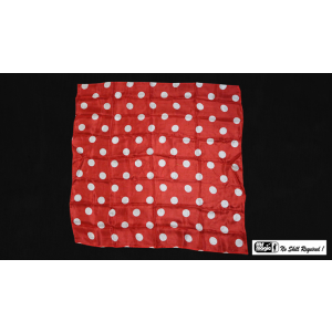 Polka Dot Hanky, White on Red (21  inches  x 21  inches) by Mr. Magic - Trick