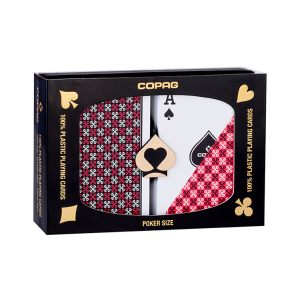 COPAG MASTER PLASTIC PLAYING CARDS POKER SIZE REGULAR INDEX BLACK/RED DOUBLE-DECK SET