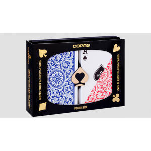 Copag 1546 Plastic Playing Cards Poker Size Regular Index Red and Blue Double-Deck Set