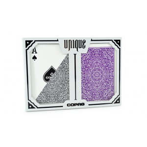 Copag Unique Plastic Playing Cards Poker Size Regular Index Gray and Purple Double-Deck Set