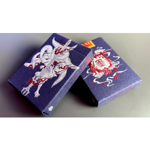 Sumi Kitsune Myth Maker (Blue/Red Craft Letterpressed Tuck) Playing Cards by Card Experiment