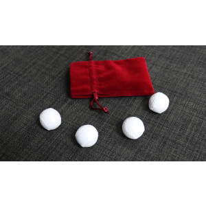 Set of 4 Leather Balls for Cups and Balls (White and White) by Leo Smetsers - Trick