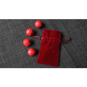 Set of 4 Leather Balls for Cups and Balls (Red and Red) by Leo Smetsers - Trick
