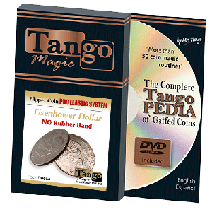Flipper Coin Pro Elastic System (One Dollar DVD w/Gimmick)(D0088) by Tango - Trick