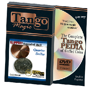 Slippery Shell Quarter (w/DVD)(D0128) by Tango Magic - Tricks